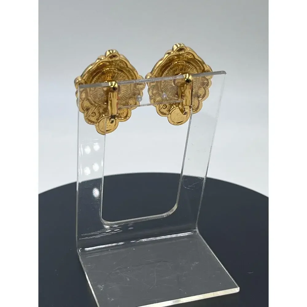 Vintage KJL for Avon "Renaissance Collection" Faux‎ Pearl Clip On Earrings - Picture 7 of 15